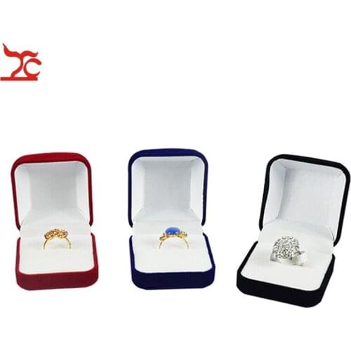 Retail Black/Red/Blue 4 Color Available Blocked Wedding Jewelry Earring Ring Storage Box Ring Earring Gift Package Box