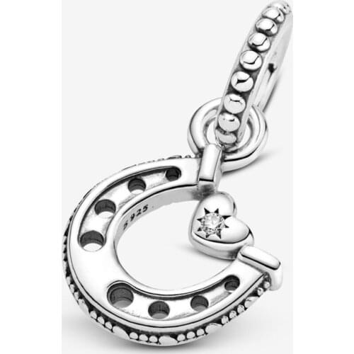 New 925 Sterling Silver Lucky Horseshoe Charm Fit Original 3mm Bracelet&Bangle Making Fashion DIY Jewelry For Women
