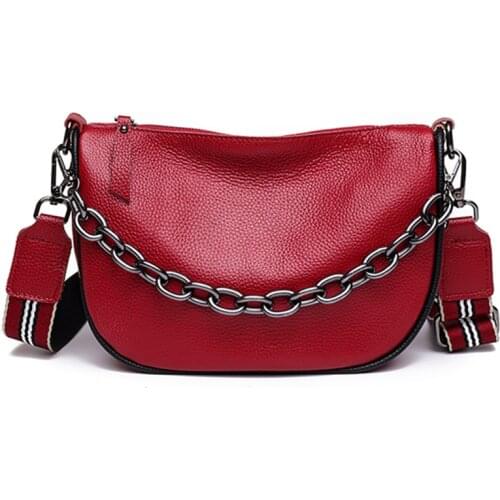 100% Genuine Leather Women Handbag Women Bag Fashion Chains Cowhide Female Shoulder Bag Designer Small Ladies Crossbody Tote bag