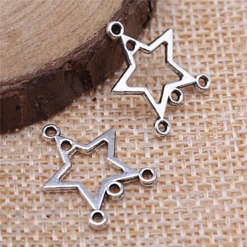 WYSIWYG 10pcs 19x14mm Antqiue Silver Color Porous Earring Connectors Star Earring Connectors For Jewelry Making Finding