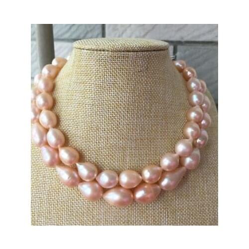 SINGLE STRANDS 9-10MM SOUTH SEA GOLD PINK BRAOQUE PEARL NECKLACE 32"14k