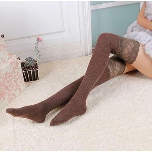 Ladys Stockings Brand Women Winter Cable Knit Over Knee Long Boot Thigh-High Warm Hot Sale Stockings Lace Leggings 2021 New