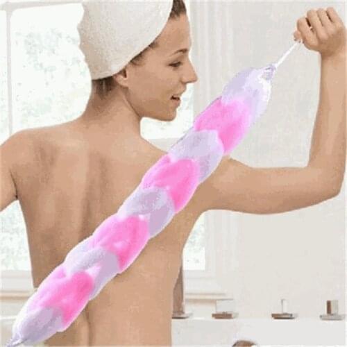 1pcs Long Back Towel Rubbing Bath Brush Sided Scrubber Scrub Body Skin Care Rubbing Exfoliate Sponge Bathroom Shower Washing