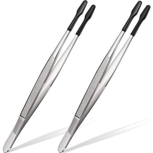 TOP 2 Pieces of Rubber Tip Tweezers PVC Silicone Precision Tweezers Laboratory Industrial Hobby Craft Tweezers Tool