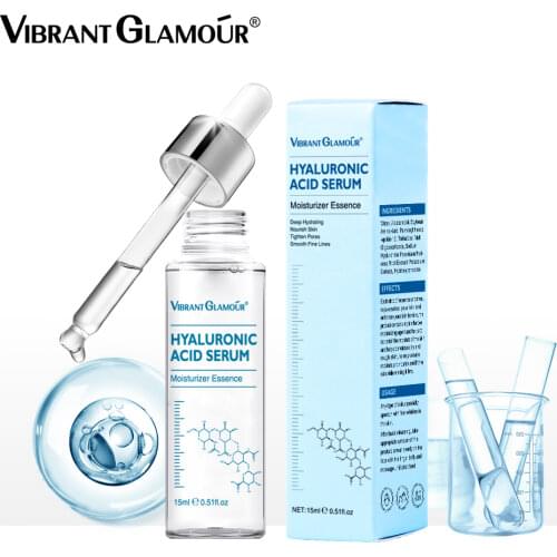 VIBRANT GLAMOUR 2Pcs Hyaluronic Acid Face Serum Shrink Pores Moisturizing Dry Rough Skin Essence Anti-Acne Whitening Skin Care