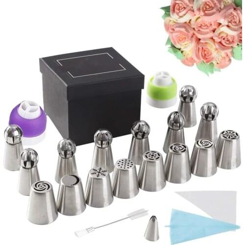 41 Pcs/Set Russian Stainless Steel Cake Icing Pastry Cakes Set Decoration Tools +Nozzle Balls Nozzles Stainless Steel