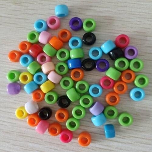 500pcs/lot DIY Loose Spacer Bead 9x6mm Mix Color Acrylic Big Hole Beads For Jewelry Making Tube Shape Loom Bands Bracelet Beads