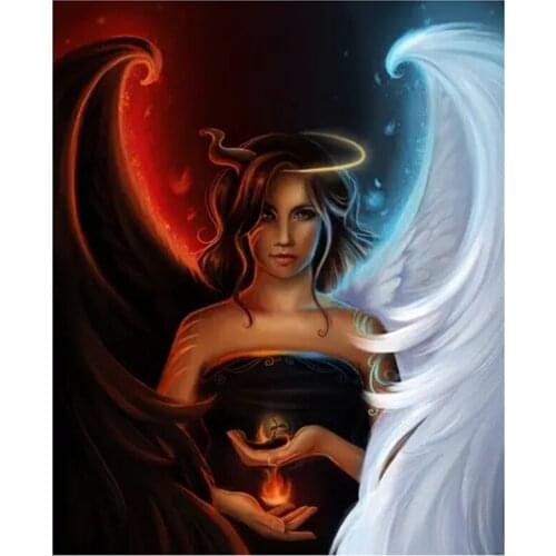 5D DIY Full Round Diamond Painting Angel Girl Cross Stitch 3D Embroidery Rhinestone Mosaic Home Decor Wall Sticker Art Y1771