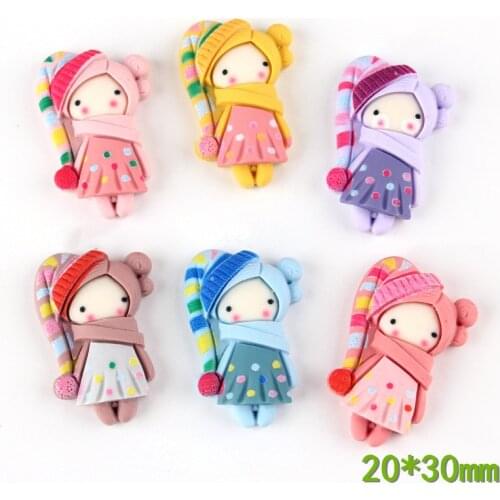 6Pcs Cartoon Resins Characters Flatback Resin Cabochon Kawaii Girl DIY Scrapbook Hair Bows Center