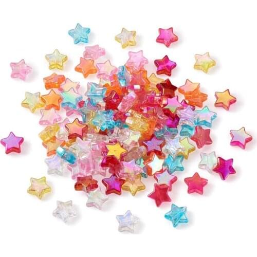 700pcs/set Star Transparent Acrylic Beads Mixed Color AB Color for Jewelry Making DIY Bracelet Necklace Craft 10x4mm 7 Colors