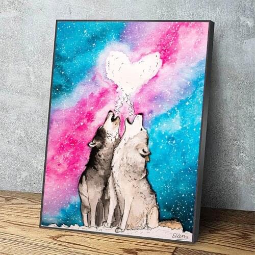 Home Decor Abstract Two Dod Canvas Printed Poster Pink Blue Love Painting Modern Wall Art HD Pictures Living Room Modular Frame