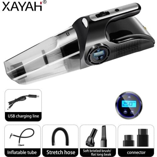 120W 4 in 1 Wireless Vacuum Cleaner Portable Powerful Cyclone Wet Dry Vacuum Cleaner Digital Tire Inflator Air Compressor Pump