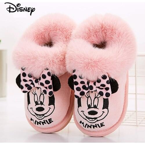 Disney Minnie Cotton Shoes Winter Plus Velvet Thicken Warm Baby Boots Boys and Girls Infant Snow Boots