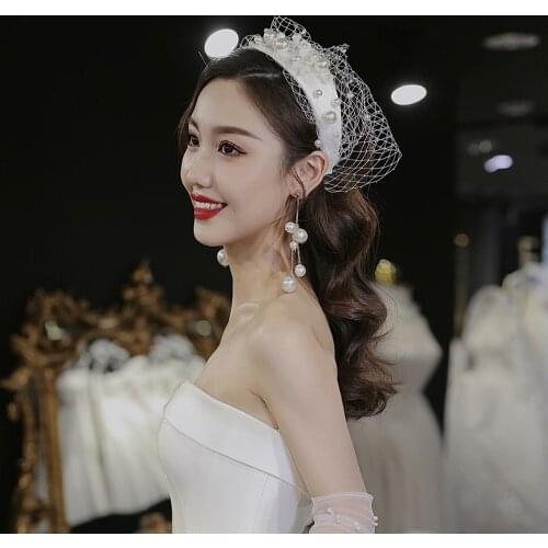Brand new Surface Mesh Pearl Headband Bridal Headdress Makeup Styling bride Hair Accessories