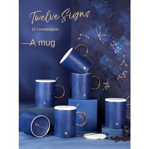 Mark cup goddess girlfriend a gift constellation cup with cover teaspoons of oatmeal for breakfast coffee creative ceramic cup