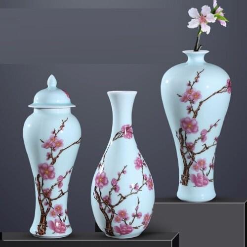 Jingdezhen Ceramic Vase Plum General Jar Household Living Room Simple Hydroponic Flower Arrangement Decoration