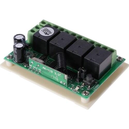 DC 12V 4CH Wireless Remote Control Switch 1 Receiver + 2 Transmitters 433MHz