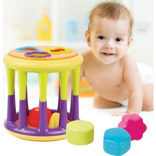Baby Rattles Combination Rattle Graphic Ball Building Block Puzzle Cognitive Grasping Toy Hand Knocking Rattle Dumbbell Toy