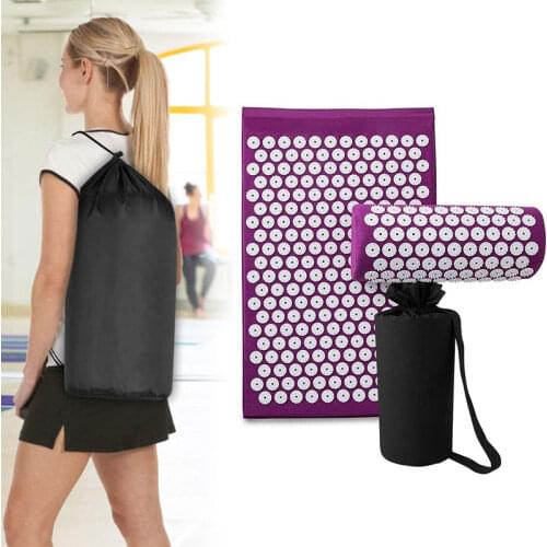 Acupressure Massager Cushion Mat Relieve Back Pain Stress Muscle Tension Massage Relax Spike Mat Yoga Circulation With Pillow
