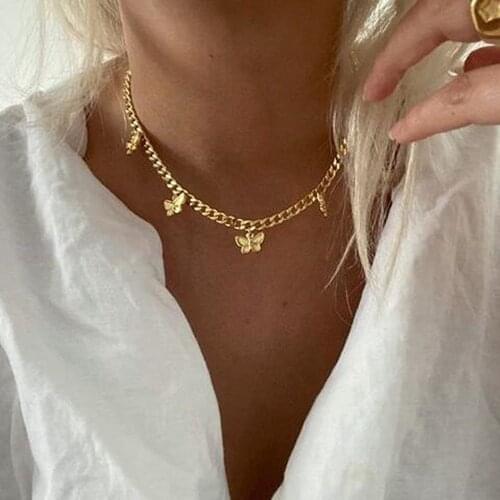 Duoying Gold Chain Butterfly Pendant Choker Necklace Women Statement Collar Bohemian Beach Jewelry Gift Collier Cheap Women Gift
