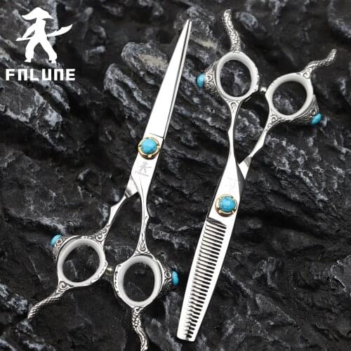 FnLune Tungsten Steel Professional Hair Salon Scissors Cut Barber Accessories Haircut Thinning Shear Hairdressing Tools Scissors