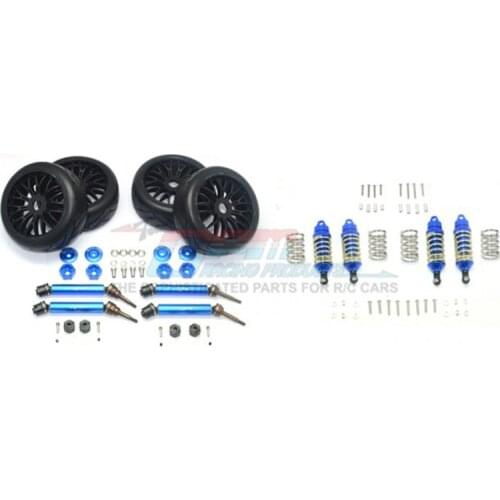 GPM F&R ALUMINUM SHOCKS+STEEL #45 AXLE+SPRING STEEL HEX+RUBBER RADIAL TIRES For TRAXXAS SLASH 4X4 LOW-CG 68086-21 RC Upgrade