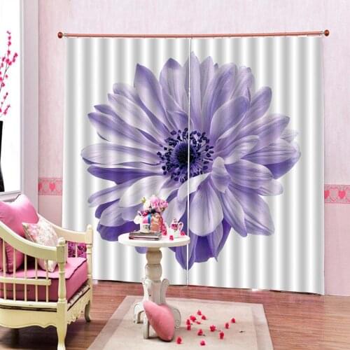 HD Pastoral Purple Flower Window Curtain Photo Painting For Living Room bedroom Sunshade Blackout Drapes Home Decor Sets