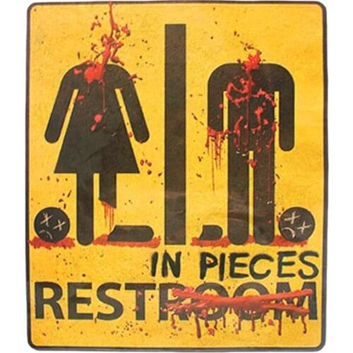 Halloween Horror Party Decorative Wallpaper Sticker Bloody Restroom Bathroom Door 43x31cm Sign Sticker Party Decoration Supplies