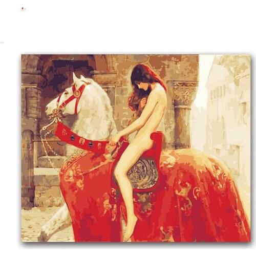 Painting Coloring by numbers Lady Godiva on horseback pictures paints Figure with colors canvas for bedroom decor