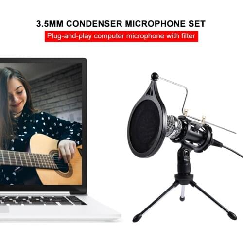 Condenser Microphone Recording Microphone Set Computer Microphone with Filter Tripod Stand Perfect