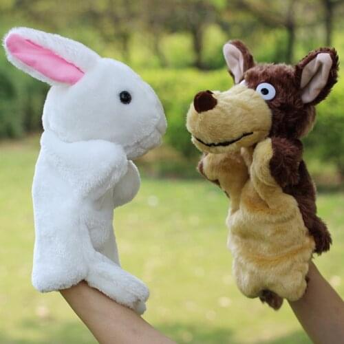 Animal Puppets Adult With Movable Mouth Animals Hand Puppet Puppet Dolls Plush Elephant Panda Cat Hand Doll Learning Baby Toys