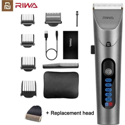 XIAOMI YouPin RIWA Washable Clipper LED Screen Rechargeable Cordless Hair Clipper Trimmer For Men Professional Hair Cut Kit