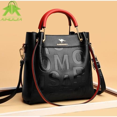 Fashion Letter Design Womens Shoulder Bags High Capacity Messenger Bag New High Quality Pu Leather Color Matching Women Handbag