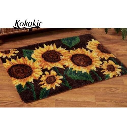 Flowers latch hook kits for adults large printed canvas yarn carpet diy latch hook rug kits carpet embroidery carpet diy rug