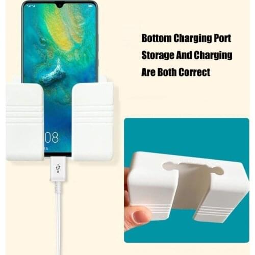 Wall Mounted Organizer Storage Box Remote Control Mounted Mobile Phone Plug Wall Holder Charging Multifunction Holder Stand