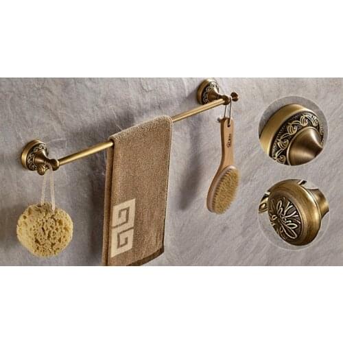 Wall Mounted Vintage Retro Antique Brass Bathroom Single Towel Bar Towel Rail Holder Bathroom Accessory mba482