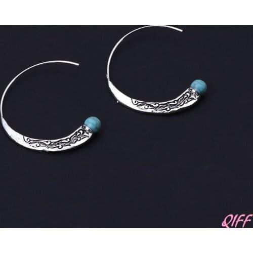 Hoops Boho Earrings Vintage Tibetan Gypsy Indian Bollywood Ethnic Earrings Women