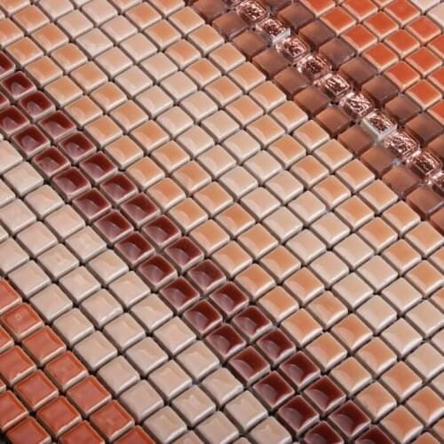 Orange red color ceramic mixed crystal mini mosaic tile for bathroom shower tiles living room wall tile kitchen backsplash tiles