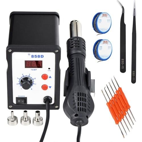 Hot Air Gun 858D Soldering Station 110V 220V 700W LED Digital Electric Soldering Iron Repair Rework SMD Solder Welding Tools