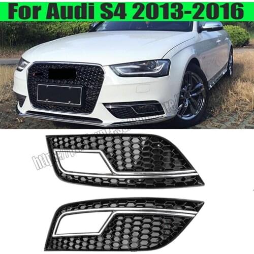 Fit For Audi A4 S4 B8.5 2013 13 2014 14 2015 15 2016 16 2pcs RS4 Silver Black Front Fog Light Lamp Cover