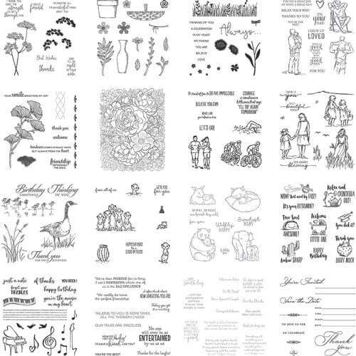 Clear Stamps Parents Kid Couples Relaxing Petals Grass Fox Elephant Bunny Raccoon Mouse Common Phrase Music Note 2021 #1