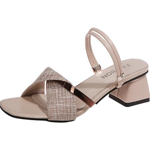 Butterfly-knot Square heel High heel sandals women 2021summer shoes woman Wild Students Buckle Strap Office Sladies shoes female