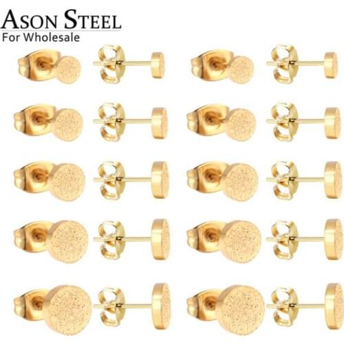 ASONSTEEL Round Stud Earring Sets 10pairs/lot Size 4mm to 8mm Stainless Steel Wholesale Earring Fashion Bijoux Party Women