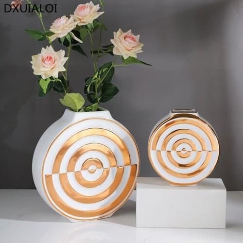 Nordic light luxury style gold creative geometric line vase home art decoration bottle crafts flower vase vases for weddings