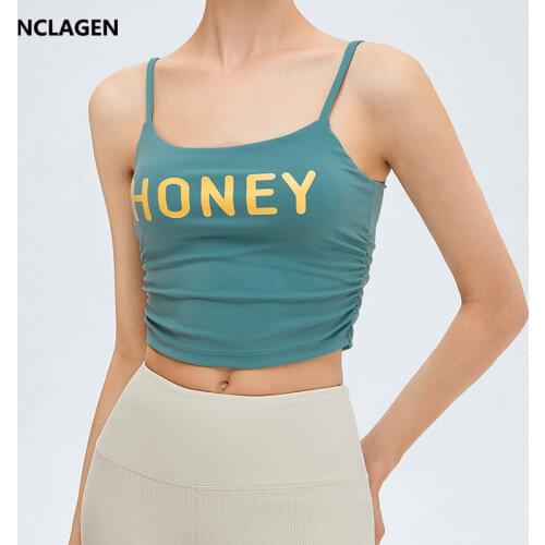 NCLAGEN Sports Bra High Support Thin Shoulder Strap Shockproof Crop Top Women Push-up Beautiful Back Gym Vest Yoga Underwear