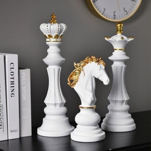 Chess Statue for Home Decor Resin Sculpture International Chess Ornaments Figurines for Interior Chessmen Decoration Accessories