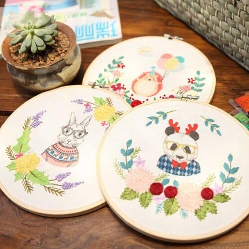 DIY Embroidery For Beginner Needlework Practice Kits Creative Modern Animal Wall Painting Craft Art Sets Decor H