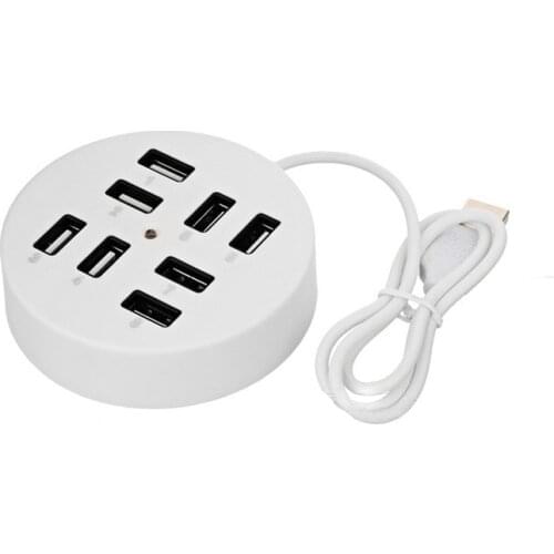 USB 2.0 8-Port Round Shape USB 2.0 Hi-Speed HUB W/ Switch 480Mbps for PC/Laptop Computer