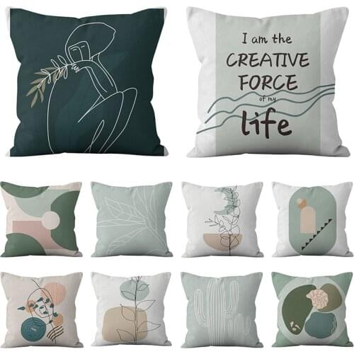45*45cm Green Series Nordic Abstract Cushion Cover Geometric Throw Pillowcase Modern Minimalist Sofa Bed Decorative Pillows Case