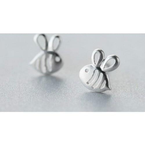 Fashion Prevent Allergy Silver Color 7mmX8mm Hollow Bees Stud Earrings for Women Wedding Earrings Jewelry Pendientes